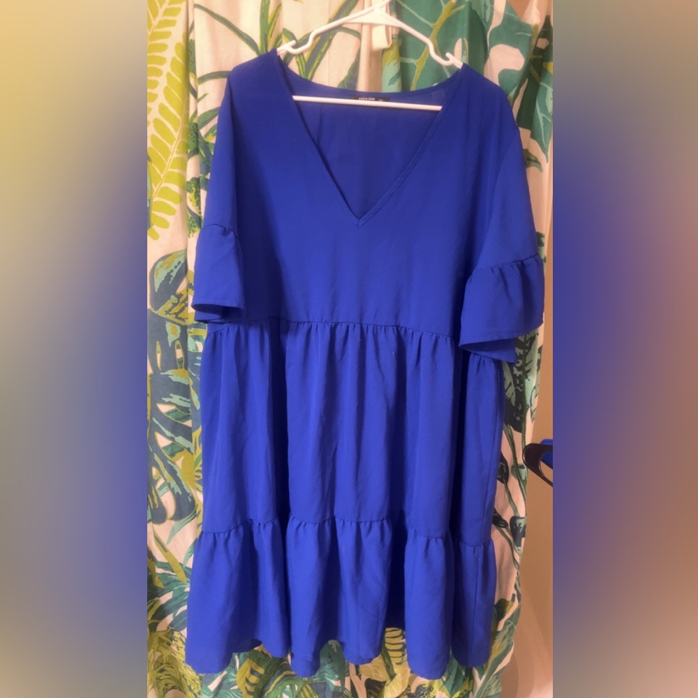 3 X shein Blue V-Neck Tiered Women's Top